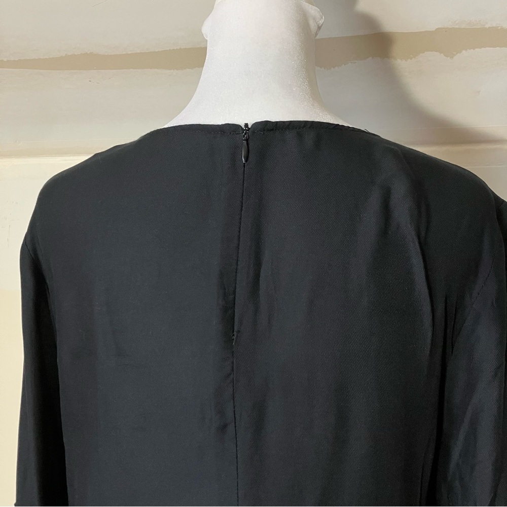J. McLaughlin Black 3/4 Layered Ruffle Sleeves Silk Blend Blouse size Small - Picture 7 of 9
